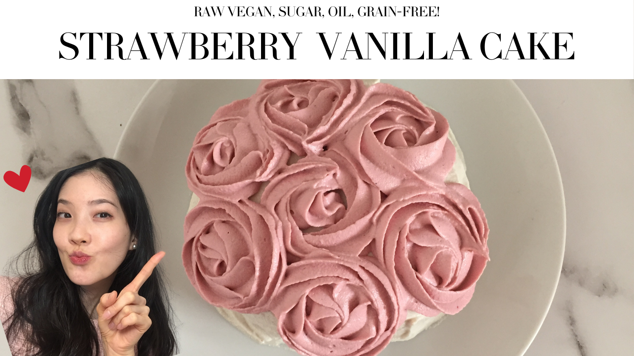 How to Make Delicious RAW VEGAN Strawberry Vanilla Cake🍰🍓❤️